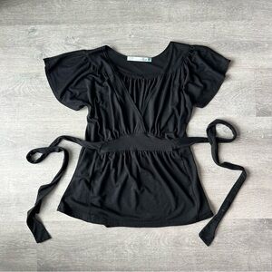 Vintage Y2K babydoll blouse with tie made in Canada